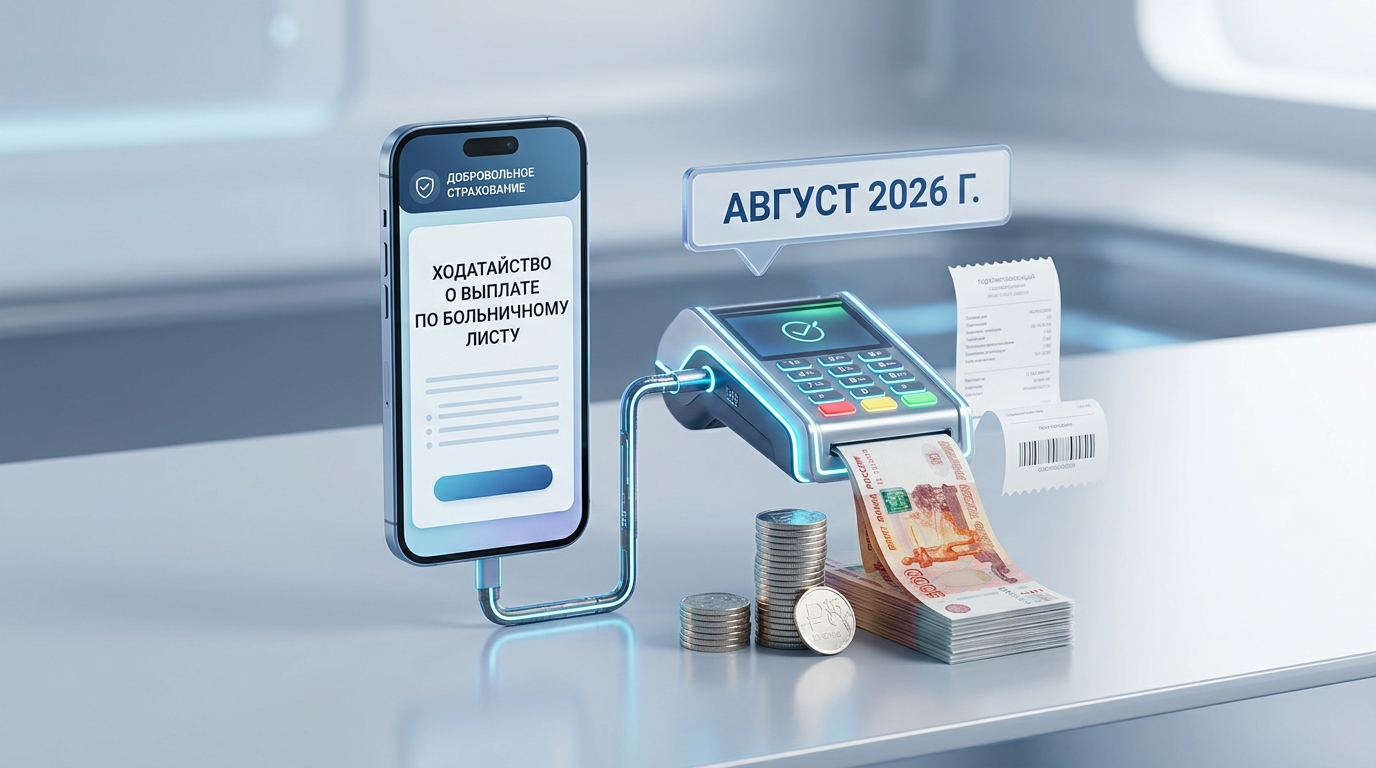 Календарь с отмеченной датой 1 августа 2026 года и символом больничного листа